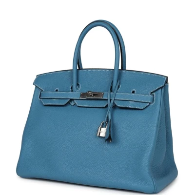 Hermes Birkin 35 Blue Jean Clemence Palladium Hardware Hermes Birkin 35 Blue Jean Clemence Palladium Hardware
