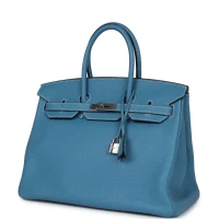 Hermes Birkin 35 Blue Jean Clemence Palladium Hardware Hermes Birkin 35 Blue Jean Clemence Palladium Hardware