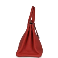 Hermes Birkin 35 Eclat Sanguine and White Clemence Palladium Hardware