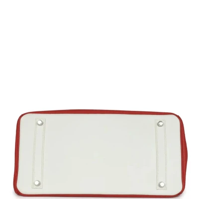 Hermes Birkin 35 Eclat Sanguine and White Clemence Palladium Hardware