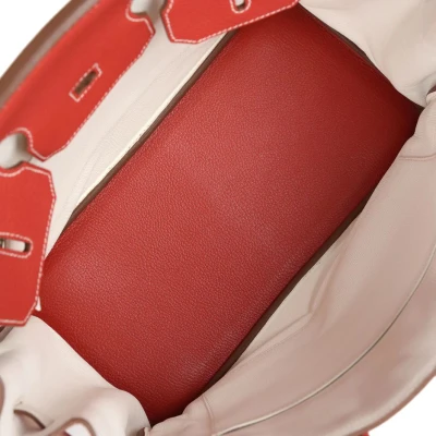 Hermes Birkin 35 Eclat Sanguine and White Clemence Palladium Hardware