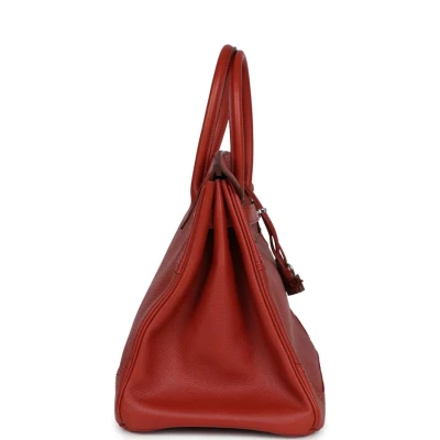 Hermes Birkin 35 Ghillies Brique Clemence and Evercolor Palladium Hardware