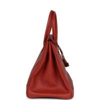 Hermes Birkin 35 Ghillies Brique Clemence and Evercolor Palladium Hardware