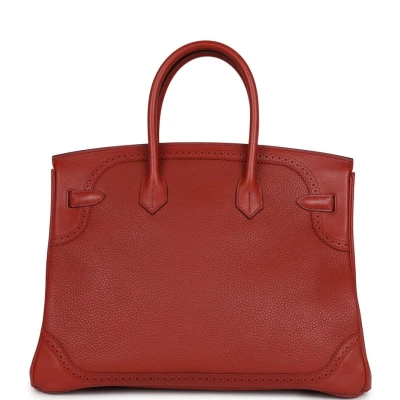 Hermes Birkin 35 Ghillies Brique Clemence and Evercolor Palladium Hardware