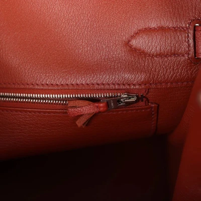 Hermes Birkin 35 Ghillies Brique Clemence and Evercolor Palladium Hardware