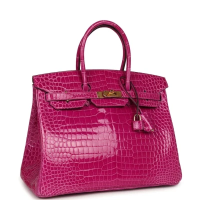 Hermes Birkin 35 Rose Scheherazade Shiny Porosus Crocodile Gold Hardware Hermes Birkin 35 Rose Scheherazade Shiny Porosus Crocodile Gold Hardware