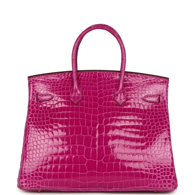 Hermes Birkin 35 Rose Scheherazade Shiny Porosus Crocodile Gold Hardware Hermes Birkin 35 Rose Scheherazade Shiny Porosus Crocodile Gold Hardware