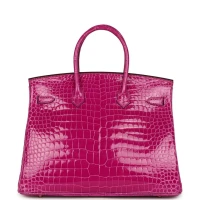 Hermes Birkin 35 Rose Scheherazade Shiny Porosus Crocodile Gold Hardware Hermes Birkin 35 Rose Scheherazade Shiny Porosus Crocodile Gold Hardware