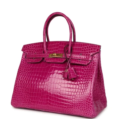 Hermes Birkin 35 Rose Scheherazade Shiny Porosus Crocodile Gold Hardware Hermes Birkin 35 Rose Scheherazade Shiny Porosus Crocodile Gold Hardware