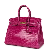 Hermes Birkin 35 Rose Scheherazade Shiny Porosus Crocodile Gold Hardware Hermes Birkin 35 Rose Scheherazade Shiny Porosus Crocodile Gold Hardware