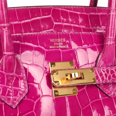 Hermes Birkin 35 Rose Scheherazade Shiny Porosus Crocodile Gold Hardware Hermes Birkin 35 Rose Scheherazade Shiny Porosus Crocodile Gold Hardware