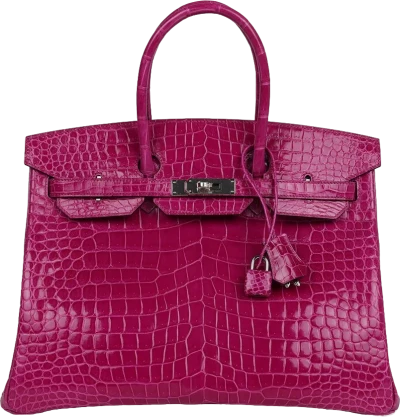 Hermes Birkin 35 Rose Sheherazade Shiny Porosus Crocodile Palladium Hardware Hermes Birkin 35 Rose Sheherazade Shiny Porosus Crocodile Palladium Hardware