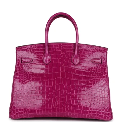 Hermes Birkin 35 Rose Sheherazade Shiny Porosus Crocodile Palladium Hardware Hermes Birkin 35 Rose Sheherazade Shiny Porosus Crocodile Palladium Hardware