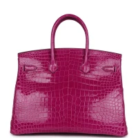Hermes Birkin 35 Rose Sheherazade Shiny Porosus Crocodile Palladium Hardware Hermes Birkin 35 Rose Sheherazade Shiny Porosus Crocodile Palladium Hardware