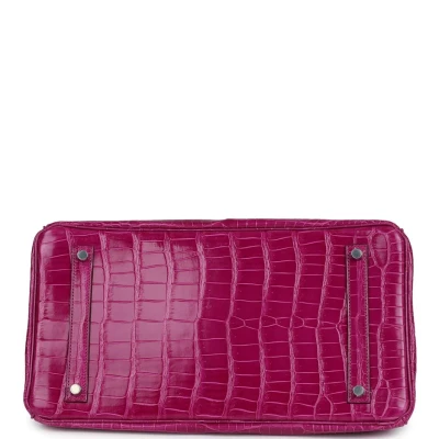 Hermes Birkin 35 Rose Sheherazade Shiny Porosus Crocodile Palladium Hardware Hermes Birkin 35 Rose Sheherazade Shiny Porosus Crocodile Palladium Hardware