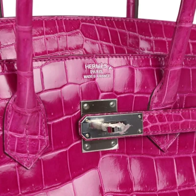 Hermes Birkin 35 Rose Sheherazade Shiny Porosus Crocodile Palladium Hardware Hermes Birkin 35 Rose Sheherazade Shiny Porosus Crocodile Palladium Hardware