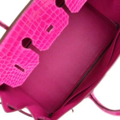 Hermes Birkin 35 Rose Sheherazade Shiny Porosus Crocodile Palladium Hardware Hermes Birkin 35 Rose Sheherazade Shiny Porosus Crocodile Palladium Hardware
