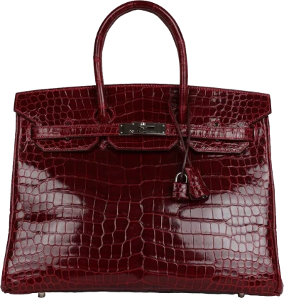 Hermes Birkin 35 Rouge H Shiny Porosus Crocodile Palladium Hardware Hermes Birkin 35 Rouge H Shiny Porosus Crocodile Palladium Hardware
