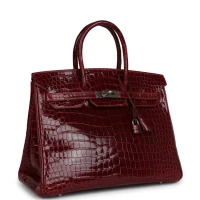 Hermes Birkin 35 Rouge H Shiny Porosus Crocodile Palladium Hardware Hermes Birkin 35 Rouge H Shiny Porosus Crocodile Palladium Hardware