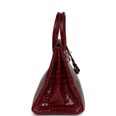 Hermes Birkin 35 Rouge H Shiny Porosus Crocodile Palladium Hardware Hermes Birkin 35 Rouge H Shiny Porosus Crocodile Palladium Hardware
