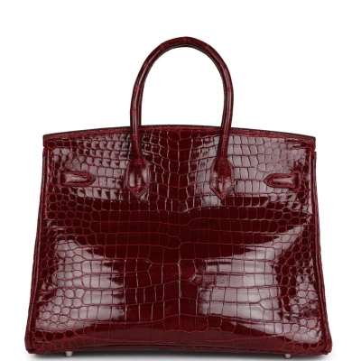 Hermes Birkin 35 Rouge H Shiny Porosus Crocodile Palladium Hardware Hermes Birkin 35 Rouge H Shiny Porosus Crocodile Palladium Hardware