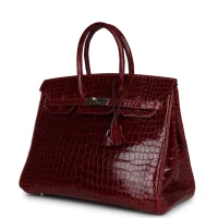 Hermes Birkin 35 Rouge H Shiny Porosus Crocodile Palladium Hardware Hermes Birkin 35 Rouge H Shiny Porosus Crocodile Palladium Hardware