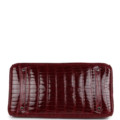 Hermes Birkin 35 Rouge H Shiny Porosus Crocodile Palladium Hardware Hermes Birkin 35 Rouge H Shiny Porosus Crocodile Palladium Hardware
