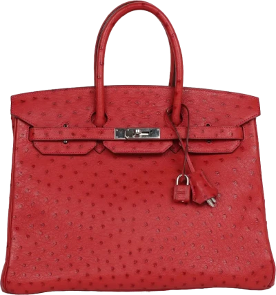 Hermes Birkin 35 Rouge Vif Ostrich Palladium Hardware Hermes Birkin 35 Rouge Vif Ostrich Palladium Hardware