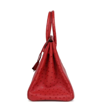 Hermes Birkin 35 Rouge Vif Ostrich Palladium Hardware Hermes Birkin 35 Rouge Vif Ostrich Palladium Hardware