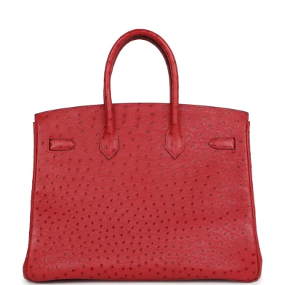 Hermes Birkin 35 Rouge Vif Ostrich Palladium Hardware Hermes Birkin 35 Rouge Vif Ostrich Palladium Hardware