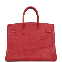 Hermes Birkin 35 Rouge Vif Ostrich Palladium Hardware Hermes Birkin 35 Rouge Vif Ostrich Palladium Hardware