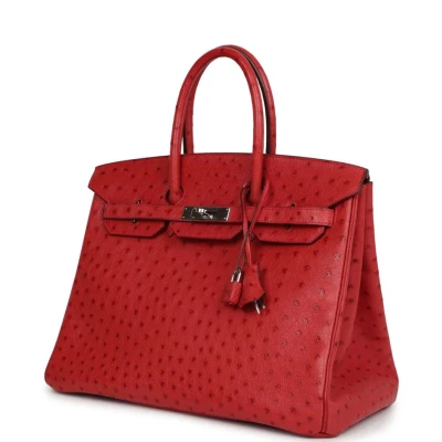 Hermes Birkin 35 Rouge Vif Ostrich Palladium Hardware Hermes Birkin 35 Rouge Vif Ostrich Palladium Hardware