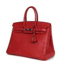 Hermes Birkin 35 Rouge Vif Ostrich Palladium Hardware Hermes Birkin 35 Rouge Vif Ostrich Palladium Hardware