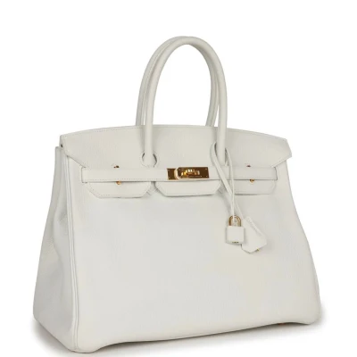 Hermes Birkin 35 White Clemence Gold Hardware Hermes Birkin 35 White Clemence Gold Hardware