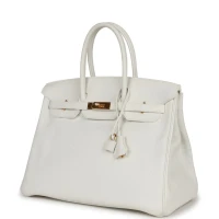 Hermes Birkin 35 White Clemence Gold Hardware Hermes Birkin 35 White Clemence Gold Hardware