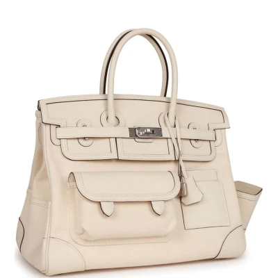Hermes Birkin Cargo 35 Nata Toile and Swift Palladium Hardware Hermes Birkin Cargo 35 Nata Toile and Swift Palladium Hardware