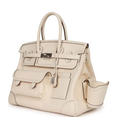 Hermes Birkin Cargo 35 Nata Toile and Swift Palladium Hardware Hermes Birkin Cargo 35 Nata Toile and Swift Palladium Hardware