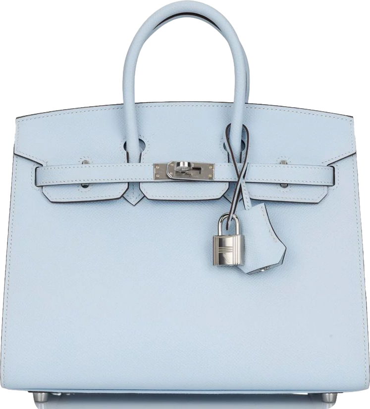 Hermes Birkin Sellier 25 Bleu Brume Epsom Palladium Hardware