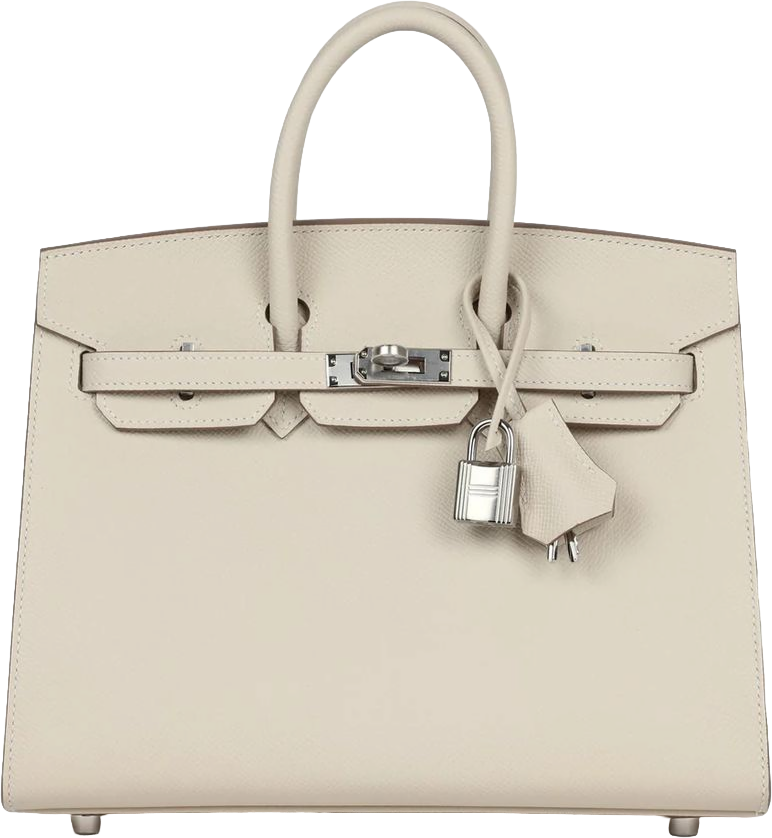 Hermes Birkin Sellier 25 Craie Epsom Palladium Hardware