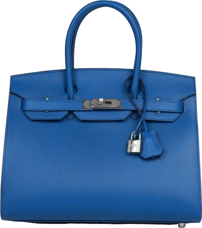 Hermes Birkin Sellier 30 Bleu France Epsom Palladium Hardware Hermes Birkin Sellier 30 Bleu France Epsom Palladium Hardware