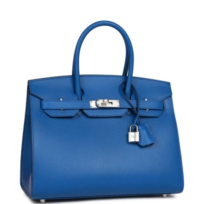 Hermes Birkin Sellier 30 Bleu France Epsom Palladium Hardware Hermes Birkin Sellier 30 Bleu France Epsom Palladium Hardware