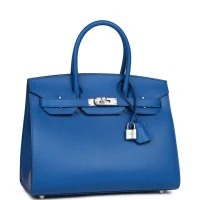 Hermes Birkin Sellier 30 Bleu France Epsom Palladium Hardware Hermes Birkin Sellier 30 Bleu France Epsom Palladium Hardware