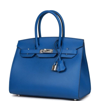 Hermes Birkin Sellier 30 Bleu France Epsom Palladium Hardware Hermes Birkin Sellier 30 Bleu France Epsom Palladium Hardware
