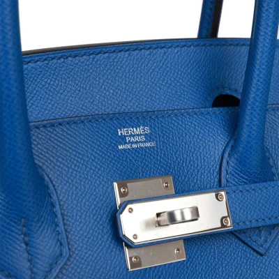 Hermes Birkin Sellier 30 Bleu France Epsom Palladium Hardware Hermes Birkin Sellier 30 Bleu France Epsom Palladium Hardware