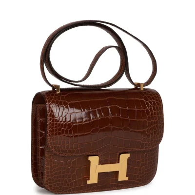 Hermes Constance 18 Miel Shiny Alligator Gold Hardware Hermes Constance 18 Miel Shiny Alligator Gold Hardware
