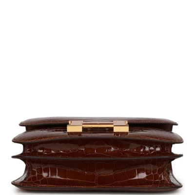 Hermes Constance 18 Miel Shiny Alligator Gold Hardware Hermes Constance 18 Miel Shiny Alligator Gold Hardware