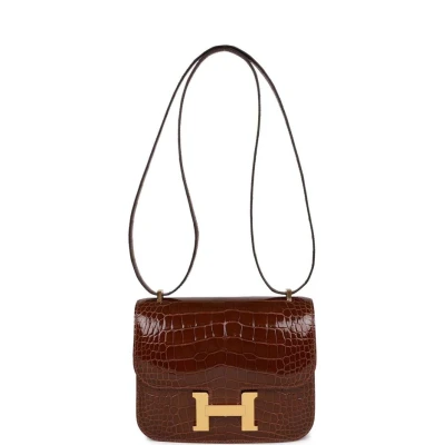 Hermes Constance 18 Miel Shiny Alligator Gold Hardware Hermes Constance 18 Miel Shiny Alligator Gold Hardware