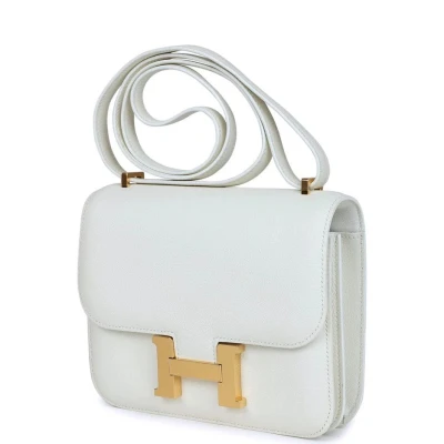 Hermes Constance 18 White Evercolor Gold Hardware Hermes Constance 18 White Evercolor Gold Hardware