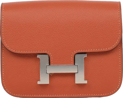 Hermes Constance Slim Wallet Brique Evercolor Palladium Hardware Hermes Constance Slim Wallet Brique Evercolor Palladium Hardware