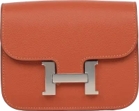 Hermes Constance Slim Wallet Brique Evercolor Palladium Hardware Hermes Constance Slim Wallet Brique Evercolor Palladium Hardware